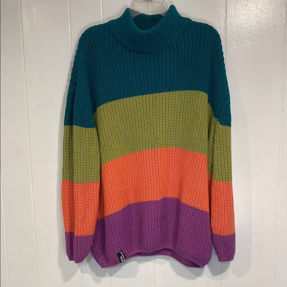 Notice the Reckless Sweater Oversized Turtleneck Mock Vibrant Outdoor 90s OS